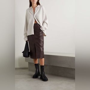 VERONICA BEARD | Sorvino Paneled Leather Midi Skirt | Size: 2